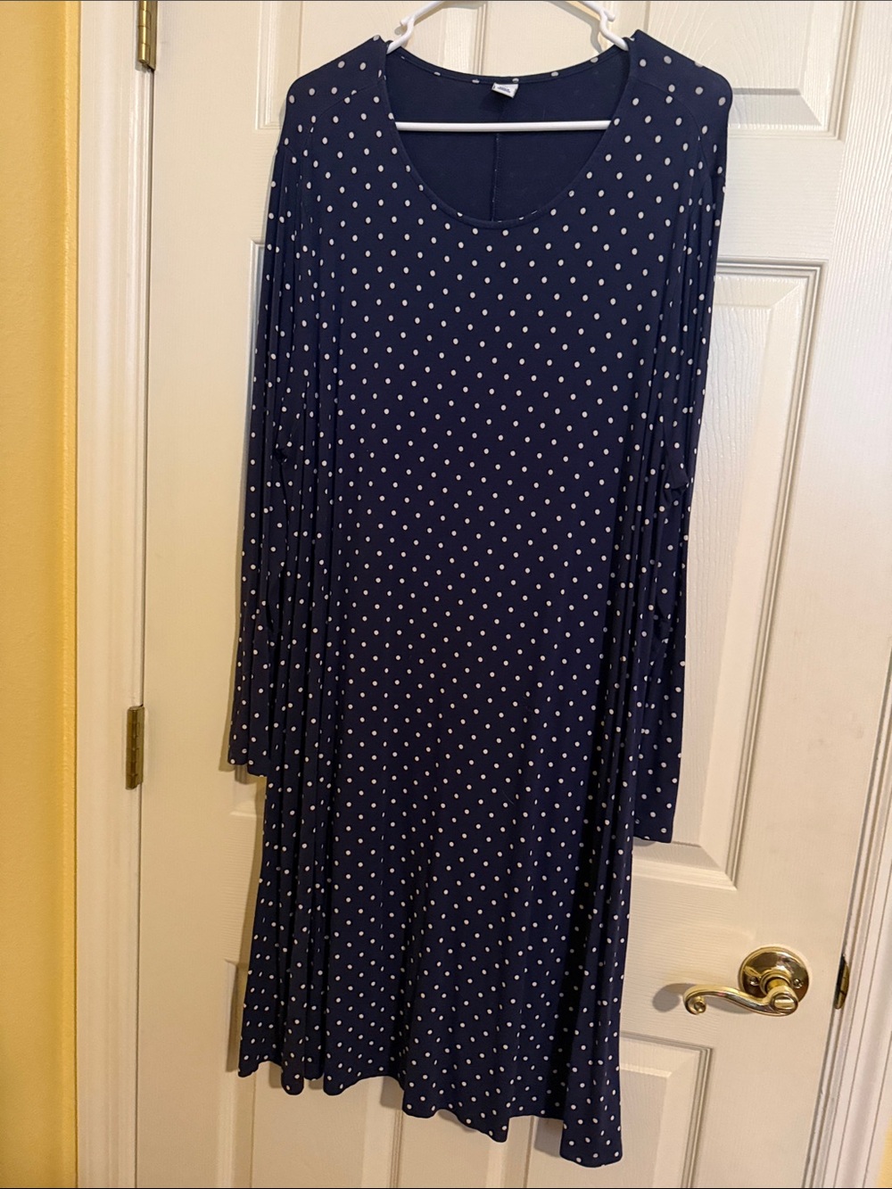 Old Navy Navy and White Polka Dot Long Sleeve Dress